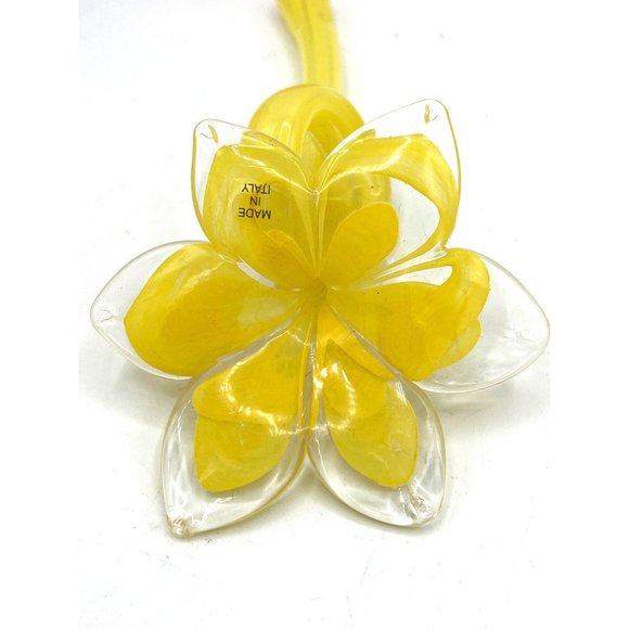 Murano Italian Glass Flower Napkin Ring Set of 6 Holders Yellow Orange & Green - Picture 4 of 15